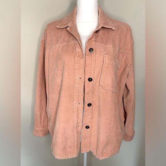 Miss Sparkling Shacket Corduroy Women Size Medium to Large Pink Cotton Blend - Picture 1 of 6